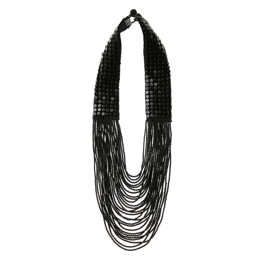 Short Leather Necklace - BLACK