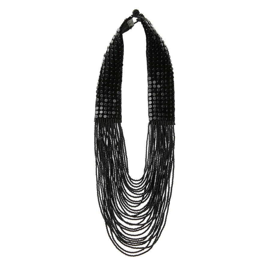 Short Leather Necklace - BLACK