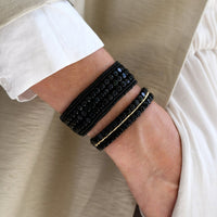 Adjustable Leather Bracelet - BLACK & GOLD