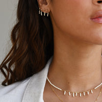 Layered Necklace With Bars and Disk - PEARL
