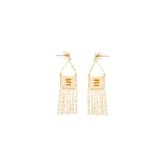 XS Pendant Earring with Chain Tassel - PINK