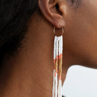 Pembetatu XS Hoop Earrings - WHITE/SALMON/GOLD