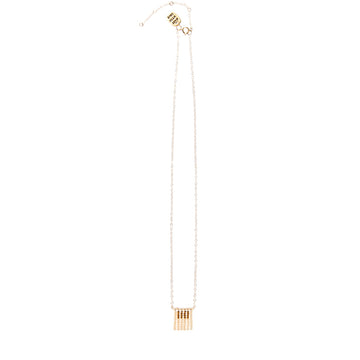 Short Block Tassel Necklace on Chain - PINK/GOLD
