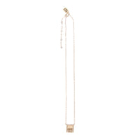 Short Block Tassel Necklace on Chain - TAUPE/PINK