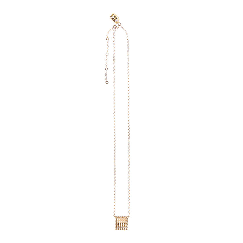 Short Block Tassel Necklace on Chain - TAUPE/PINK