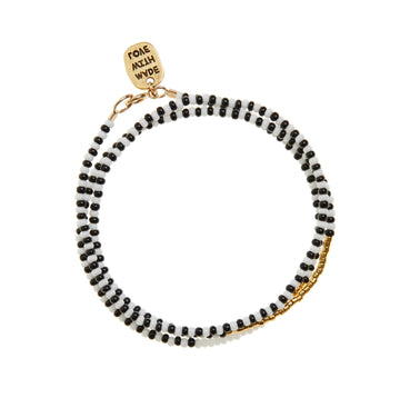 Triple Zebra Wrap Endito Bracelet - BLACK/WHITE/GOLD