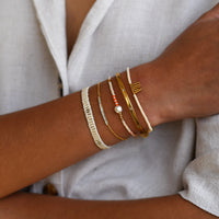 Zebra Pearl Bracelet  - PINK/SALMON/ORANGE/GOLD