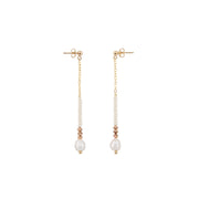 Long Drop Pearl & Crystal Earrings - PEARL