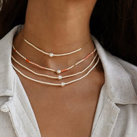 Zebra Pearl Necklace - PINK/SALMON/GOLD/ORANGE