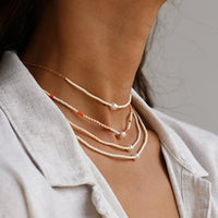 Zebra Pearl Necklace - PINK/SALMON/GOLD/ORANGE