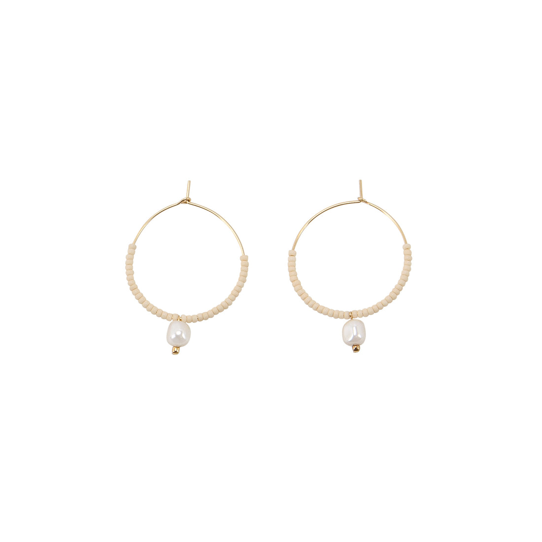 Small Pearl Hoops - PINK