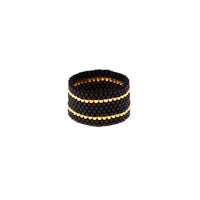 Wide Woven Ring - BLACK/GOLD