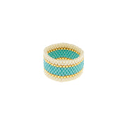 Wide Woven Ring - TURQUOISE/CREAM