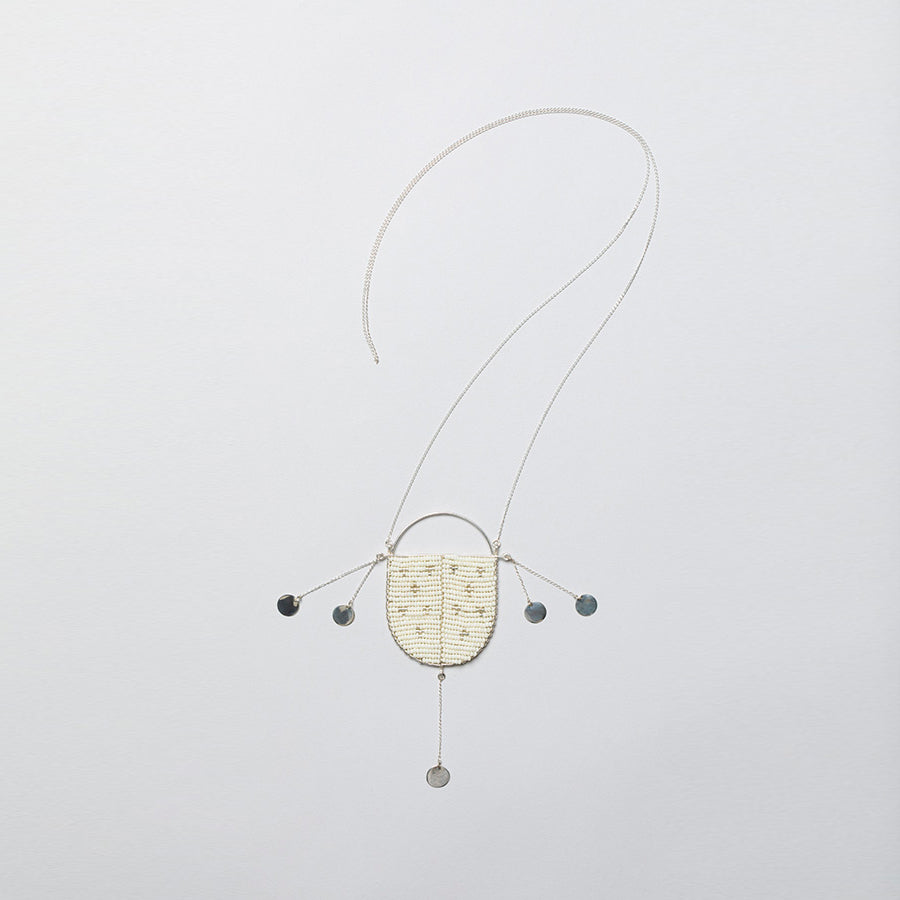 Selina Long Necklace - OFF WHITE/SILVER