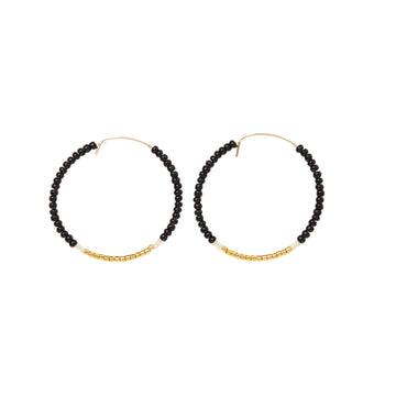 Small Hoop Earrings - BLACK/GOLD/CREAM