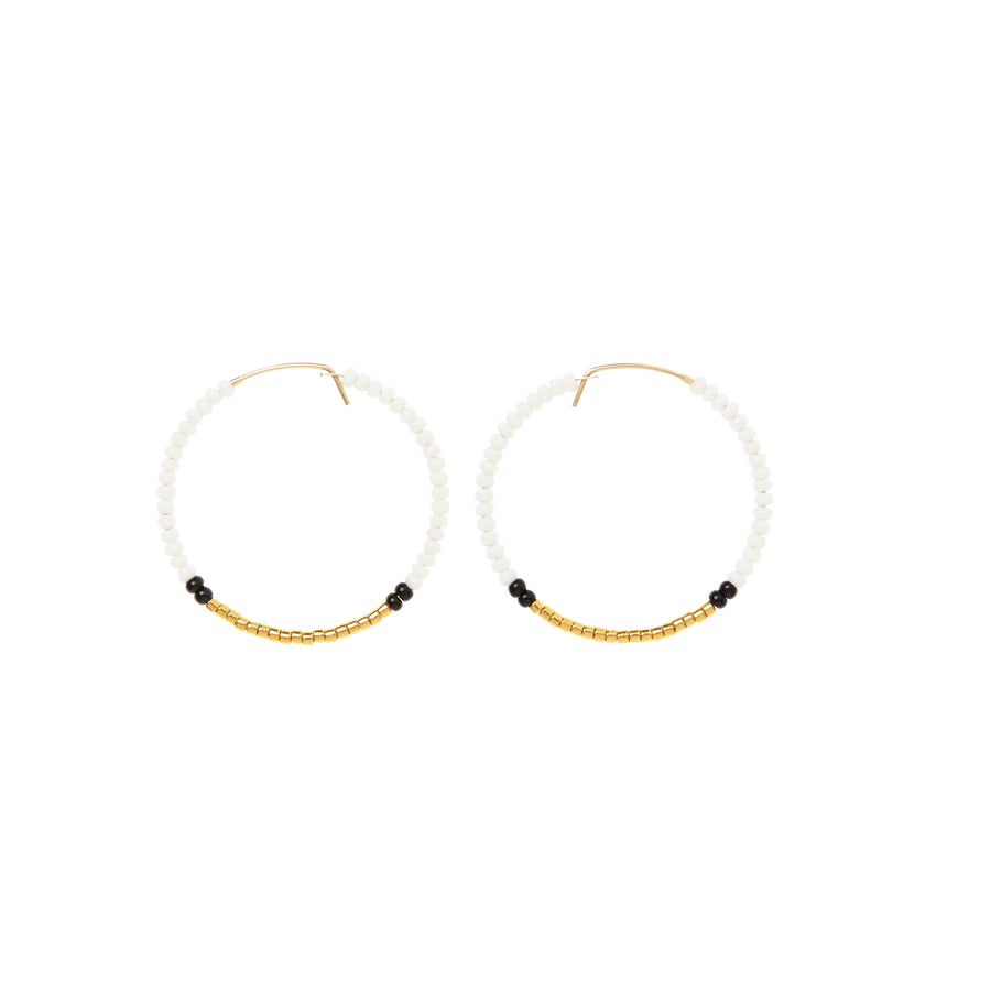 Small Hoop Earrings - WHITE/GOLD/BLACK