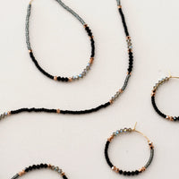 Assorted Beaded Necklace - SHINY GRAPHITE/BLACK/TRANSLUCENT GREY