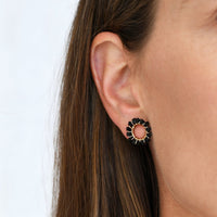 Mini Circle Crystal Earrings - BLACK
