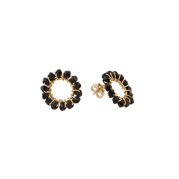 Mini Circle Crystal Earrings - BLACK