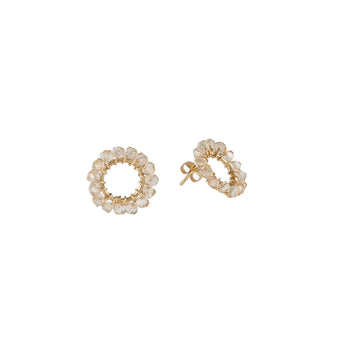 Mini Circle Crystal Earrings - HONEY