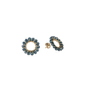 Mini Circle Crystal Earrings - BLUE