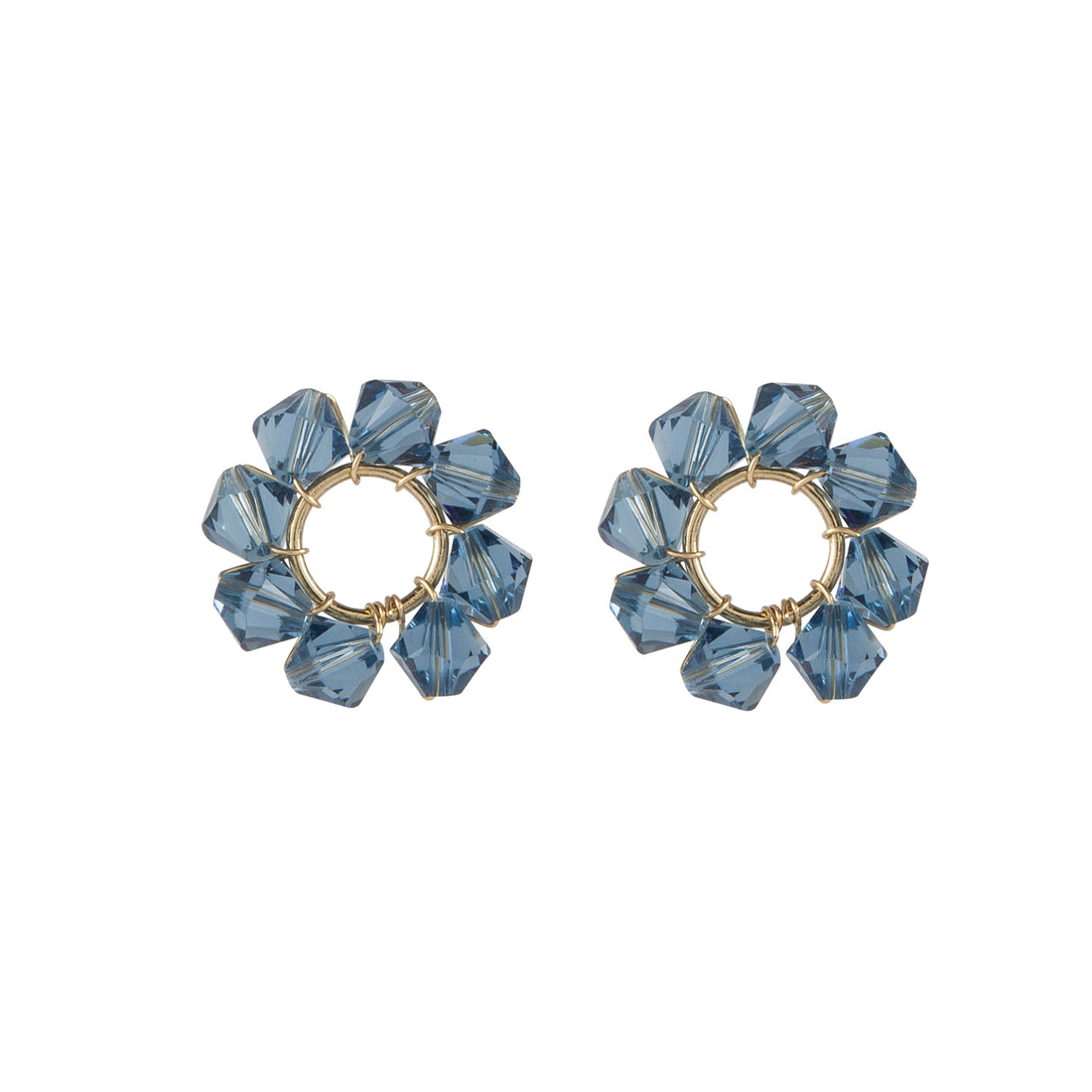 Crystal Circle Earrings - BLUE