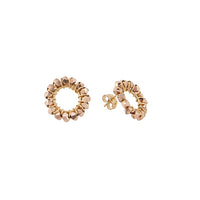 Mini Circle Crystal Earrings - ROSE GOLD