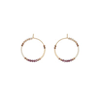 Small Assorted Beaded Hoops With Crystals- PEARL/PINK/AMETHYST/HONEY