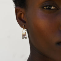 Semi Precious XS Beaded Pendant Earrings With Teardrops - PEARL/PINK/TAUPE/AMETHYST