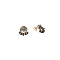 Mini Circle Crystal Earrings With Drops - SHINY GRAPHITE/BLACK