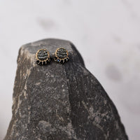 Mini Circle Crystal Earrings With Drops - SHINY GRAPHITE/BLACK