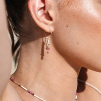 Semi Precious XS Hoops With Beaded Bars - MIXED PINKS/GOLD