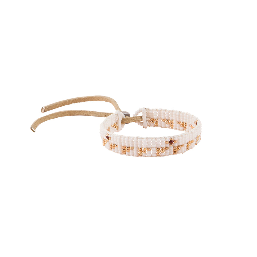 Mixed Pattern Warrior Bracelet - WHITE/BURGUNDY/GOLD