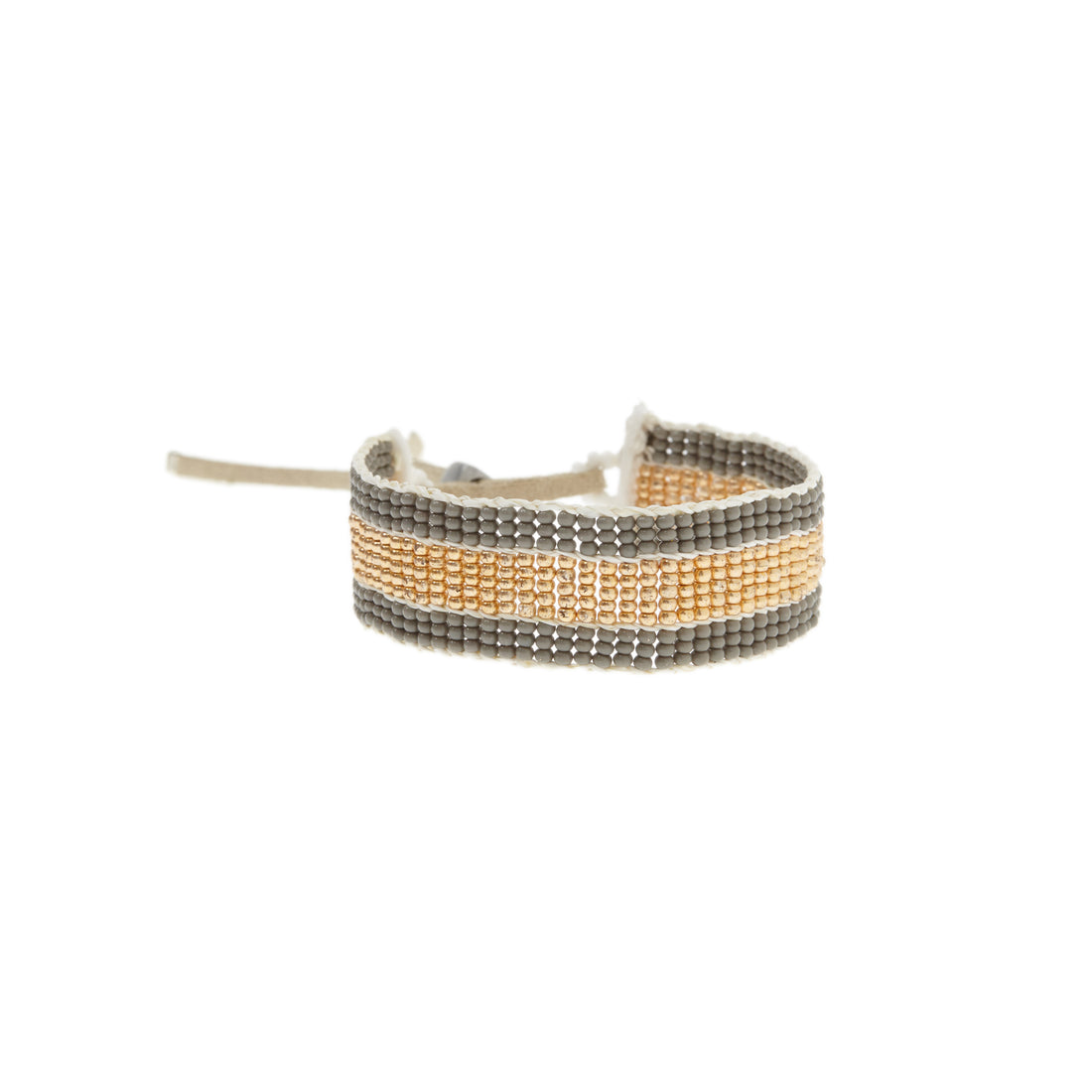 Narrow Stripe Warrior Bracelet - GRAY/GOLD