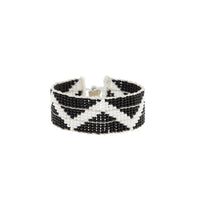 Narrow Zigzag Warrior Bracelet - BLACK/WHITE