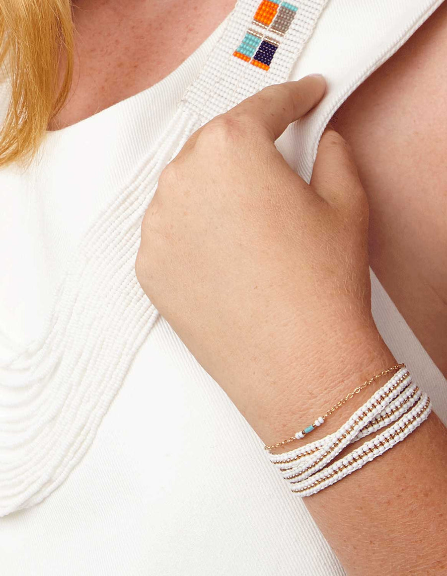 Stripe Warrior Wrap Bracelet - WHITE/GOLD