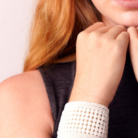 Leather Multi Stripe Bracelet Cuff - WHITE