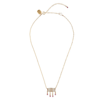 Semi Precious Utulivu Pendant Necklace  - PEARL/MIXED PINKS/GOLD