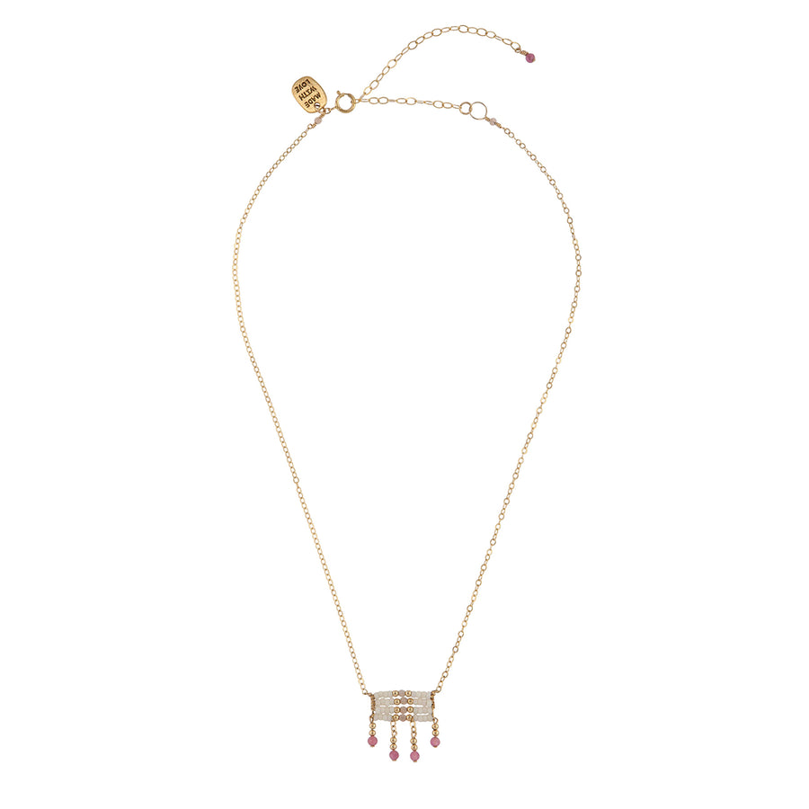 Semi Precious Utulivu Pendant Necklace  - PEARL/MIXED PINKS/GOLD
