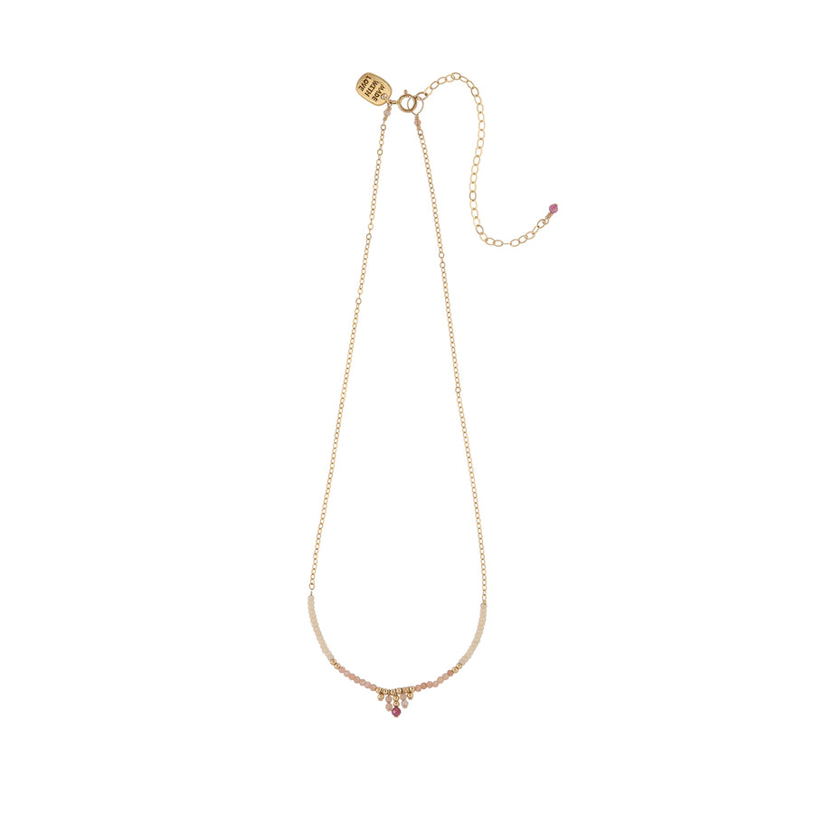 Semi Precious Utulivu Necklace With Beaded Tiara - MIXED PINKS/GOLD